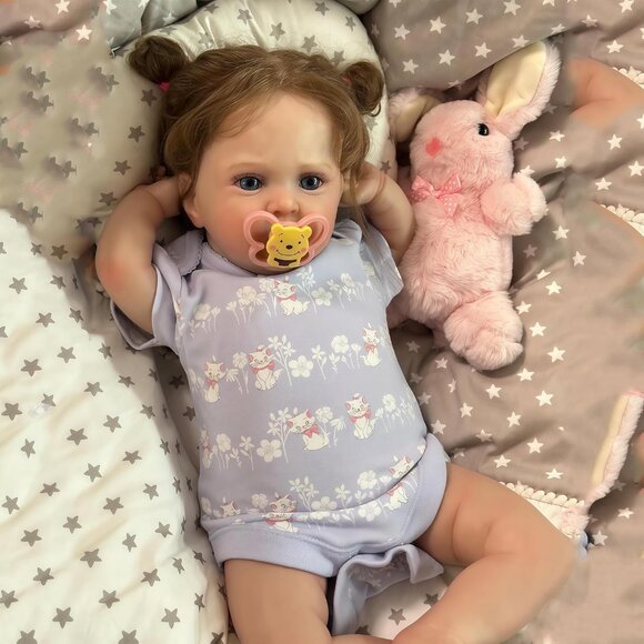 💫 Reborn Baby Doll Jocy Blue Poseable Hand-Painted Soft Weighted Body Kids Toy - Picture 6 of 7